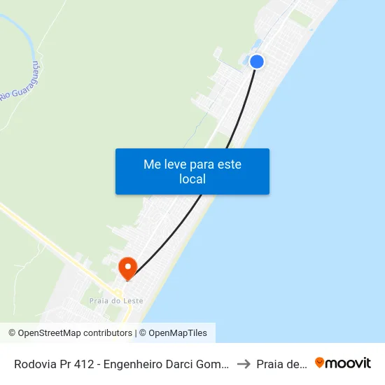 Rodovia Pr 412 - Engenheiro Darci Gomes De Morais, 6721 to Praia de Leste map