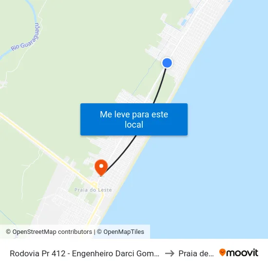 Rodovia Pr 412 - Engenheiro Darci Gomes De Morais, 4991 to Praia de Leste map