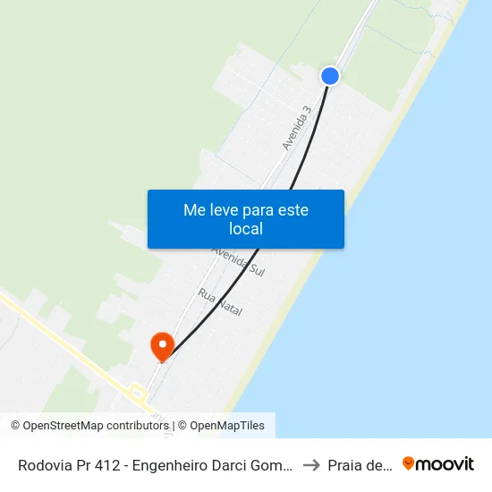 Rodovia Pr 412 - Engenheiro Darci Gomes De Morais, 3613 to Praia de Leste map