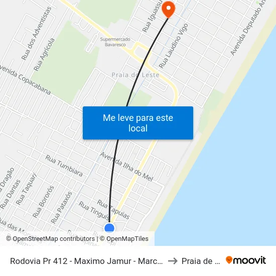 Rodovia Pr 412 - Maximo Jamur - Marco 01 - Monções to Praia de Leste map
