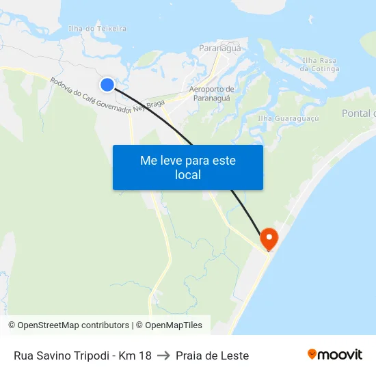 Rua Savino Tripodi - Km 18 to Praia de Leste map