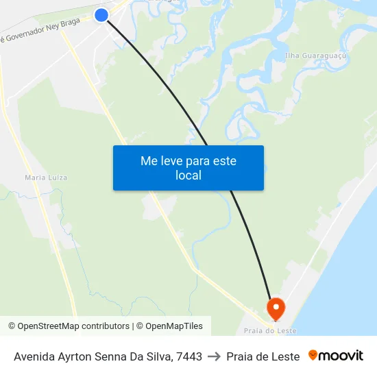 Avenida Ayrton Senna Da Silva, 7443 to Praia de Leste map