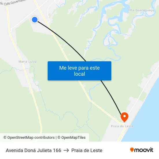 Avenida Doná Julieta 166 to Praia de Leste map