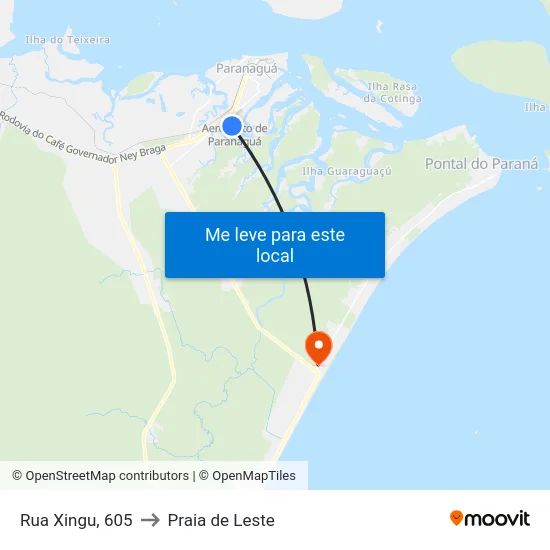 Rua Xingu, 605 to Praia de Leste map