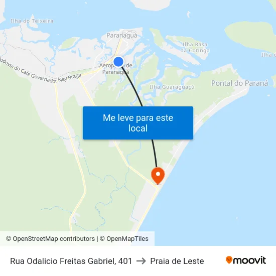 Rua Odalicio Freitas Gabriel, 401 to Praia de Leste map