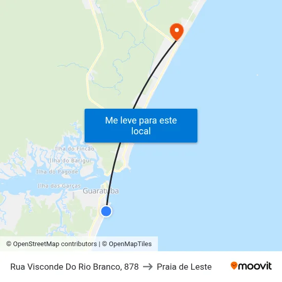 Rua Visconde Do Rio Branco, 878 to Praia de Leste map