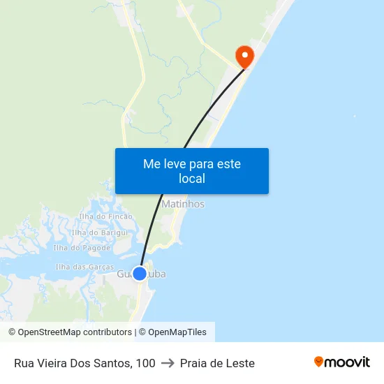 Rua Vieira Dos Santos, 100 to Praia de Leste map