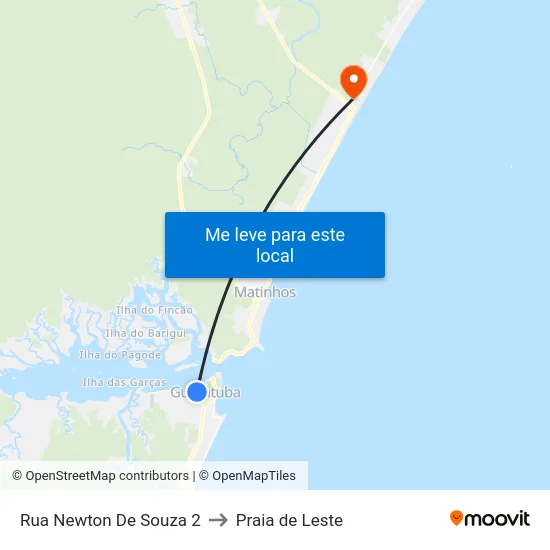 Rua Newton De Souza 2 to Praia de Leste map