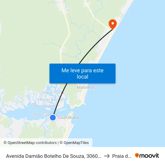 Avenida Damião Botelho De Souza, 3060 - Aeroporto De Guaratuba to Praia de Leste map