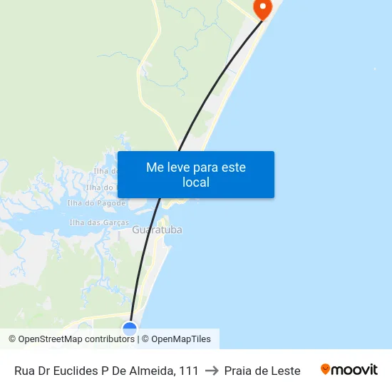 Rua Dr Euclides P De Almeida, 111 to Praia de Leste map
