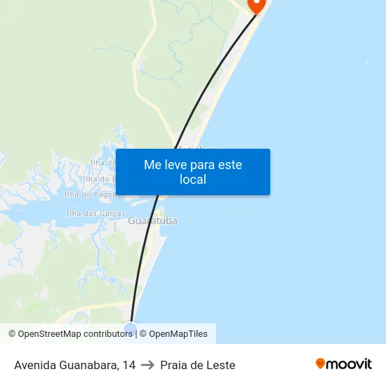 Avenida Guanabara, 14 to Praia de Leste map