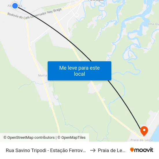 Rua Savino Tripodi - Estação Ferrovária to Praia de Leste map