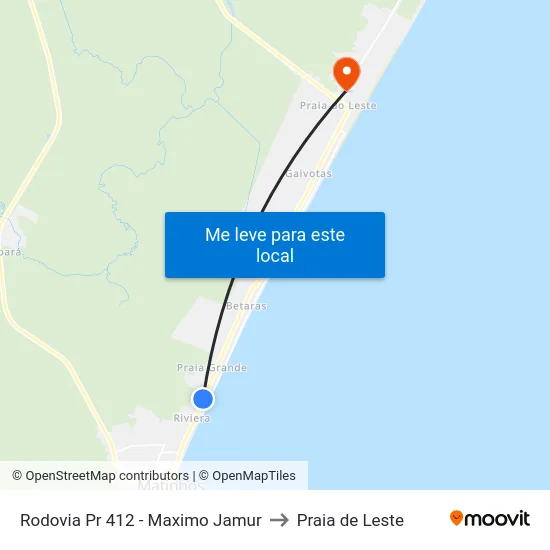 Rodovia Pr 412 - Maximo Jamur to Praia de Leste map