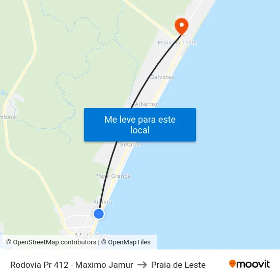Rodovia Pr 412 - Maximo Jamur to Praia de Leste map