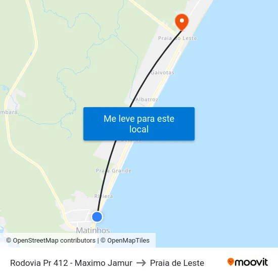 Rodovia Pr 412 - Maximo Jamur to Praia de Leste map