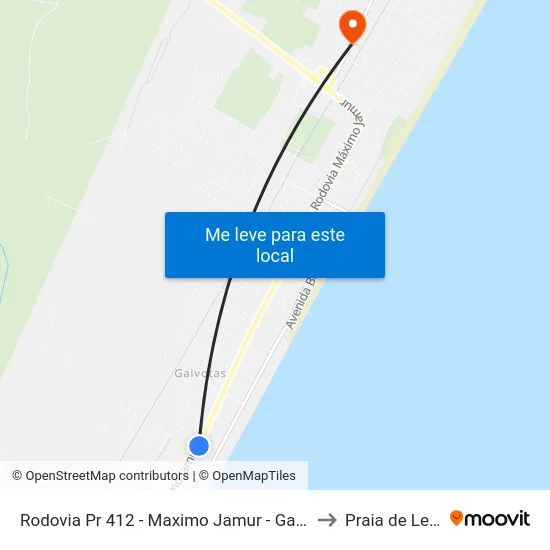 Rodovia Pr 412 - Maximo Jamur - Gaivotas to Praia de Leste map