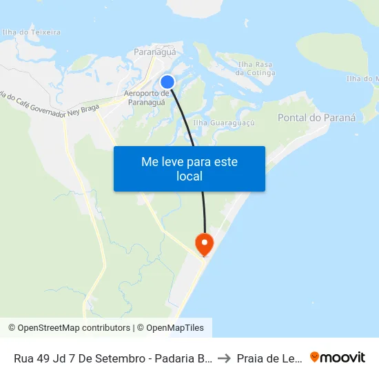 Rua 49 Jd 7 De Setembro - Padaria Belém to Praia de Leste map