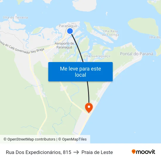 Rua Dos Expedicionários, 815 to Praia de Leste map
