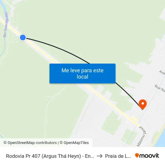 Rodovia Pr 407 (Argus Thá Heyn) - Engrecreto to Praia de Leste map