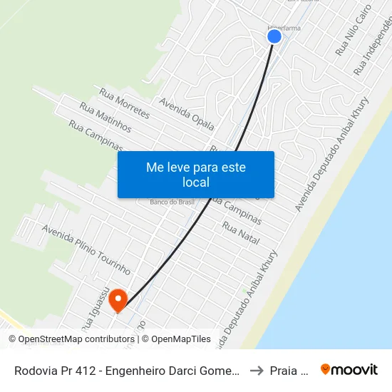 Rodovia Pr 412 - Engenheiro Darci Gomes De Morais, 2267 (20 - Canoas) to Praia de Leste map