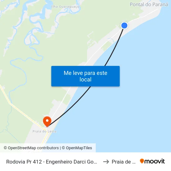 Rodovia Pr 412 - Engenheiro Darci Gomes De Morais to Praia de Leste map