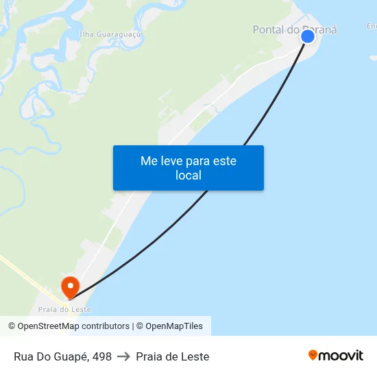Rua Do Guapé, 498 to Praia de Leste map