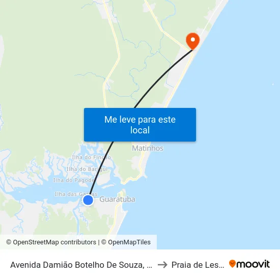 Avenida Damião Botelho De Souza, 56 to Praia de Leste map