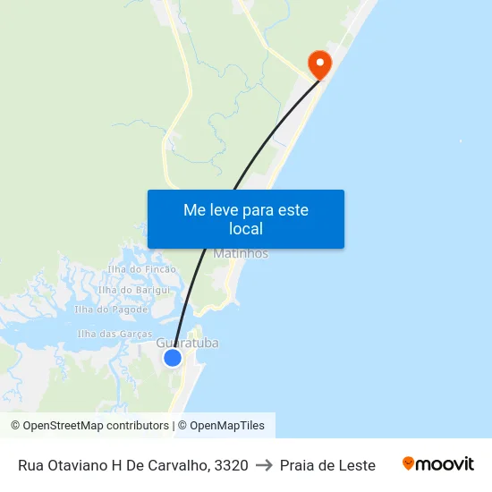 Rua Otaviano H De Carvalho, 3320 to Praia de Leste map