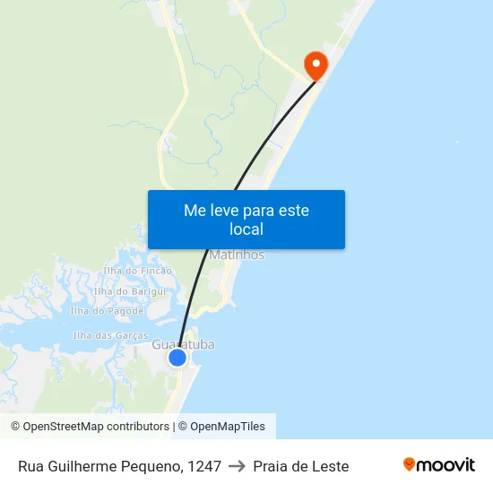 Rua Guilherme Pequeno, 1247 to Praia de Leste map