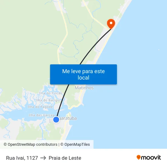 Rua Ivai, 1127 to Praia de Leste map
