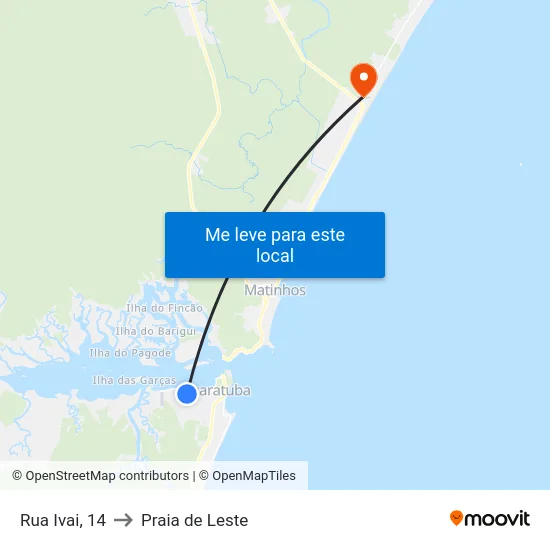 Rua Ivai, 14 to Praia de Leste map