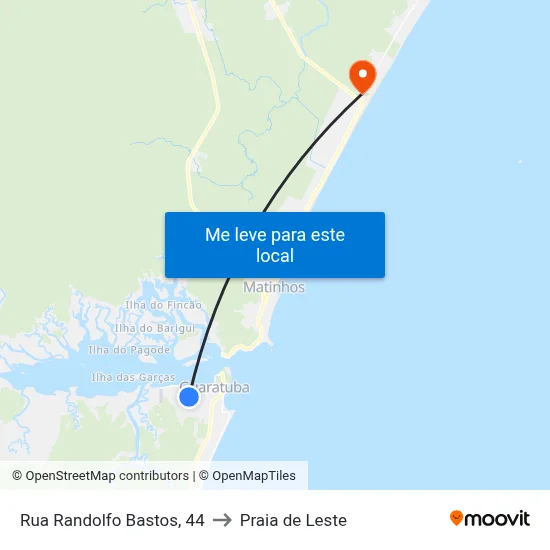 Rua Randolfo Bastos, 44 to Praia de Leste map
