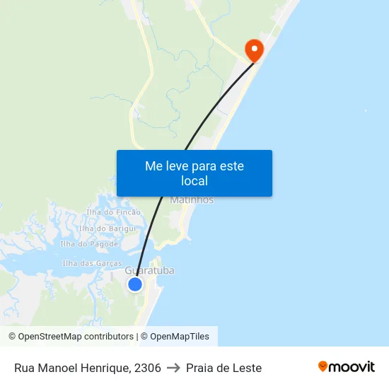 Rua Manoel Henrique, 2306 to Praia de Leste map