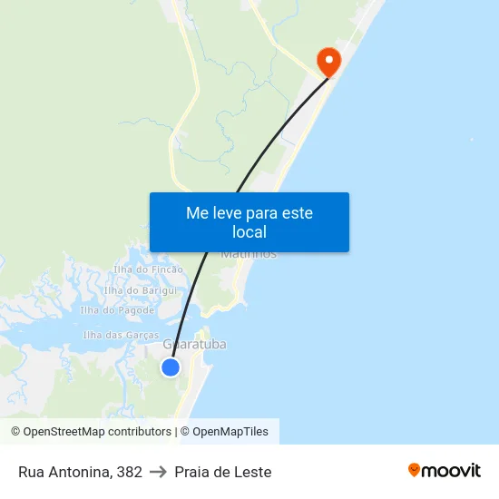 Rua Antonina, 382 to Praia de Leste map