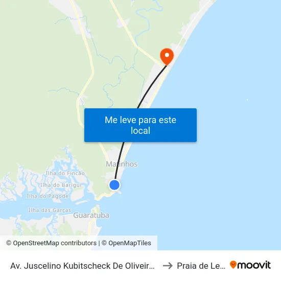 Av. Juscelino Kubitscheck De Oliveira, 3010 to Praia de Leste map