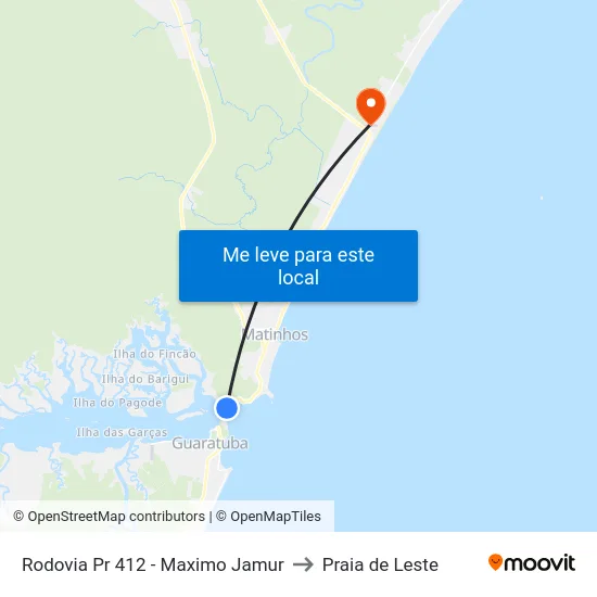 Rodovia Pr 412 - Maximo Jamur to Praia de Leste map