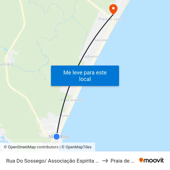 Rua Do Sossego/ Associação Espírita De Matinhos to Praia de Leste map