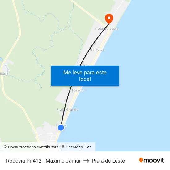 Rodovia Pr 412 - Maximo Jamur to Praia de Leste map