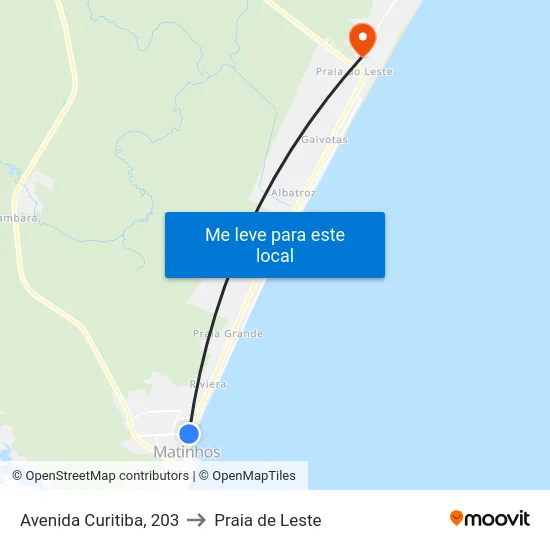 Avenida Curitiba, 203 to Praia de Leste map
