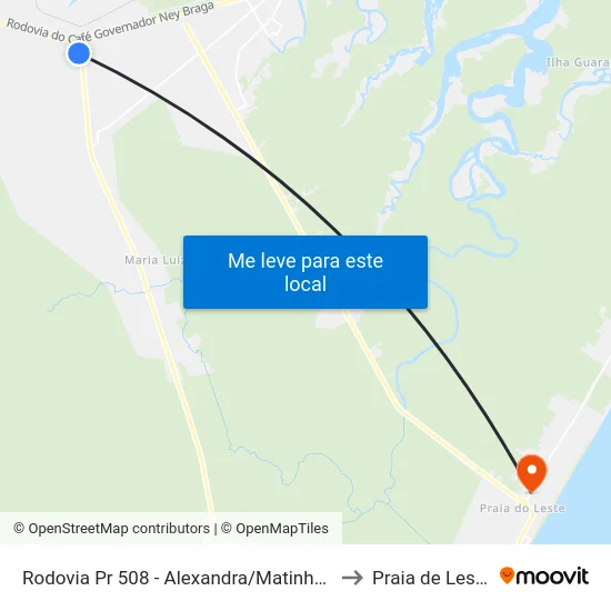 Rodovia Pr 508 - Alexandra/Matinhos to Praia de Leste map