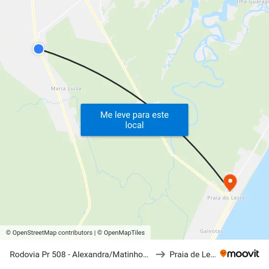 Rodovia Pr 508 - Alexandra/Matinhos, 3602 to Praia de Leste map