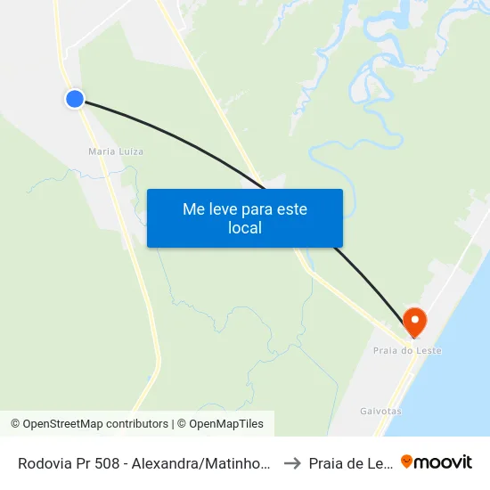 Rodovia Pr 508 - Alexandra/Matinhos, 4469 to Praia de Leste map
