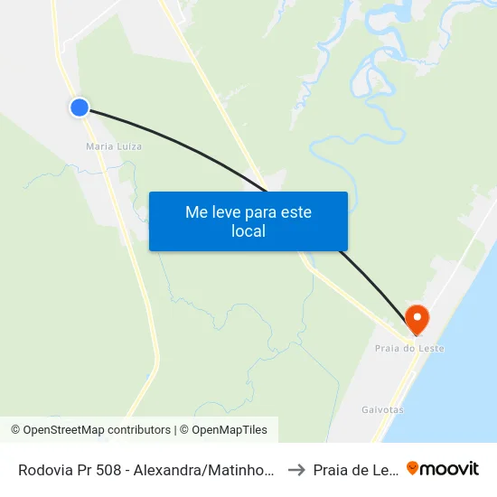 Rodovia Pr 508 - Alexandra/Matinhos, 5175 to Praia de Leste map