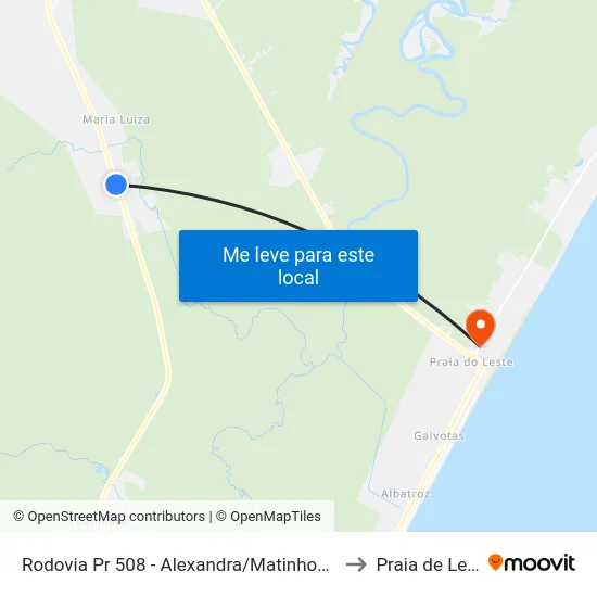 Rodovia Pr 508 - Alexandra/Matinhos, 9199 to Praia de Leste map