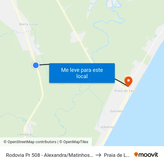 Rodovia Pr 508 - Alexandra/Matinhos, 12063 to Praia de Leste map
