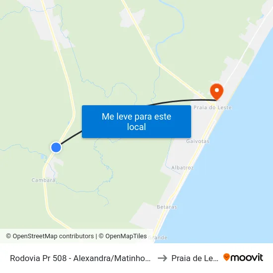 Rodovia Pr 508 - Alexandra/Matinhos , 909 to Praia de Leste map