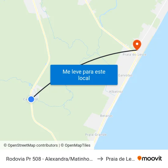 Rodovia Pr 508 - Alexandra/Matinhos, 1622 to Praia de Leste map