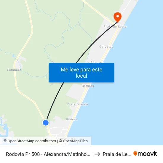 Rodovia Pr 508 - Alexandra/Matinhos, 2045 to Praia de Leste map