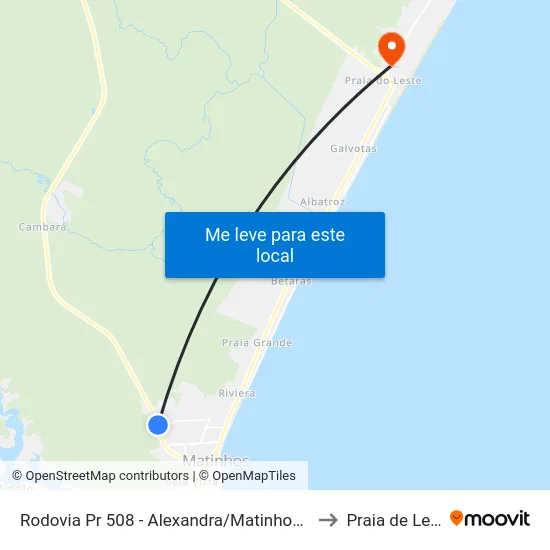 Rodovia Pr 508 - Alexandra/Matinhos, 1421 to Praia de Leste map