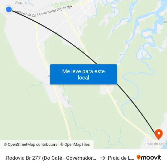 Rodovia Br 277 (Do Café - Governador Ney Braga) to Praia de Leste map